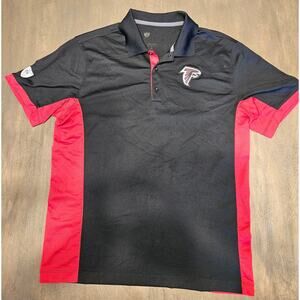 Mens Atlanta Falcons Polo Shirt SS Size Medium * See Measurements* NFL Black Red